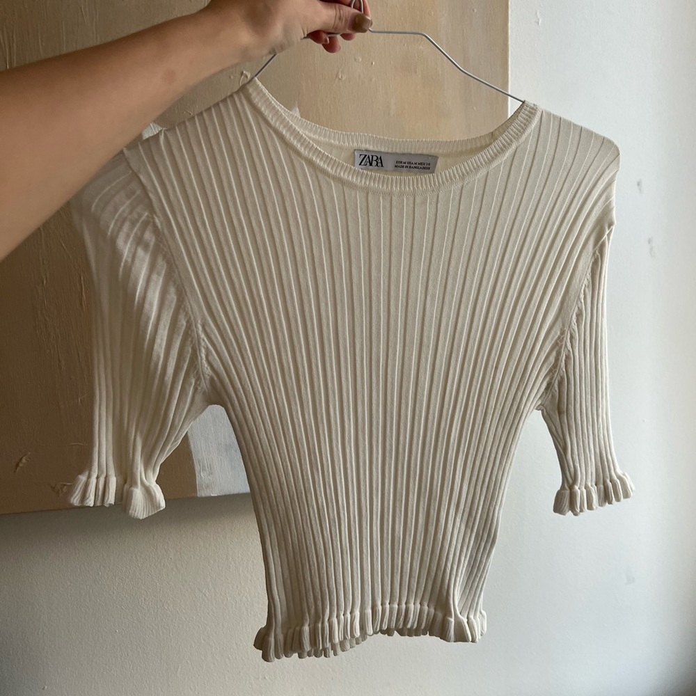 Zara white crop top - short sleeve